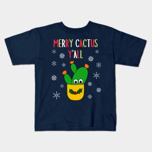 Merry Cactus Y'all - Opuntia Microdasys Cactus In Christmas Holly Pot Kids T-Shirt